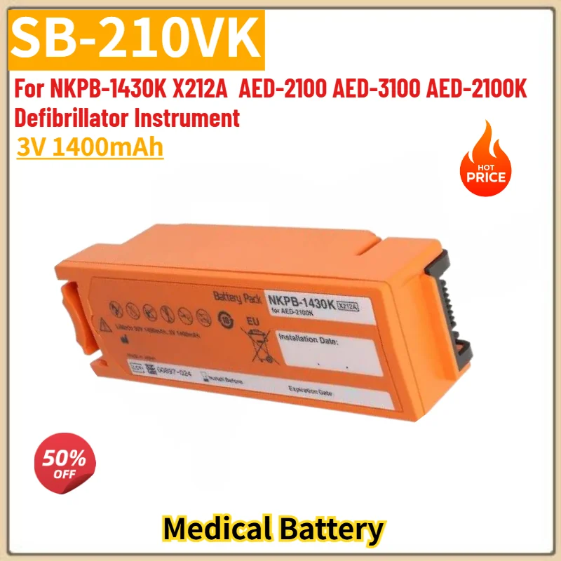 

100% New SB-210VK High Quality Battery 3V 1400mAh For NKPB-1430K X212A AED-2100 AED-3100 AED-2100K Defibrillator Instrument