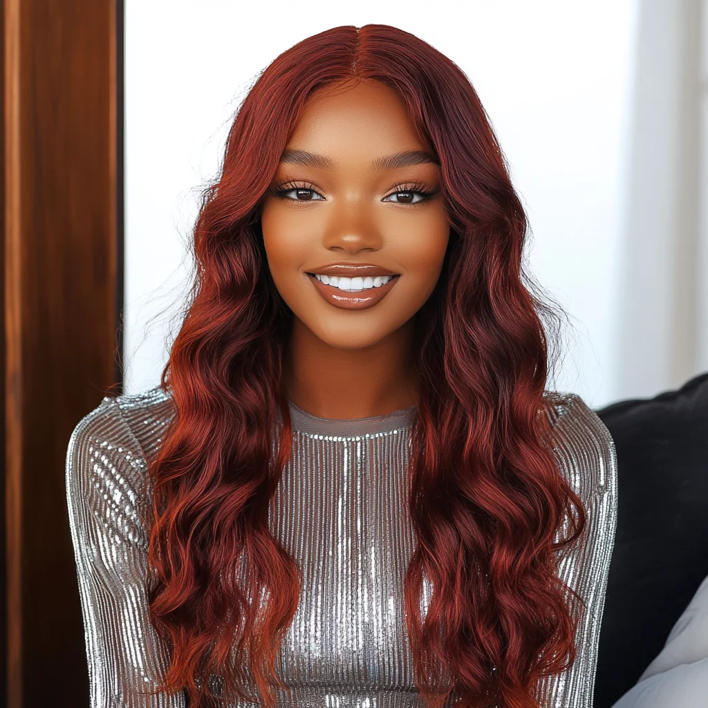 Perruque Brésilienne Lace Front Wig Naturelle, Cheveux Humains Ondulés, Rouge, 33 Couleurs, 4 Bruns, 13x6, 32 Pouces, HD, pour Femme