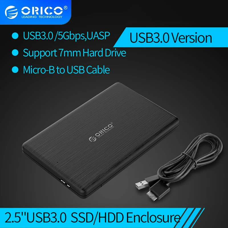 

ORICO 2.5 Inch HDD Enclosure SATA to USB3.0 Micro B External Hard Drive Disk Enclosure Case for 7mm SSD Support UASP 2578U3