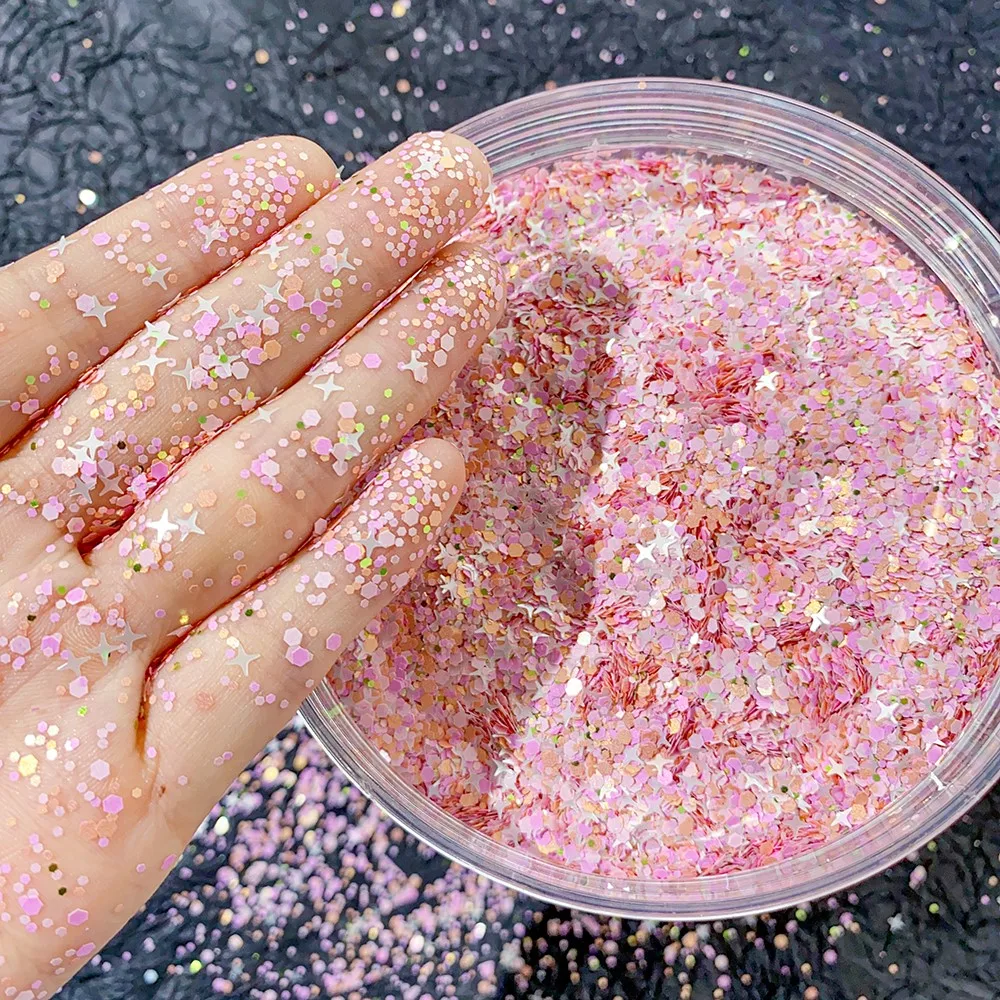 

1 Bag Ultrathin Nail Sequin 3D Star/Flower/Round Shape Mixed Glitter Paillettes For Nails Wedding Confetti Slice Flakes #Net 10g