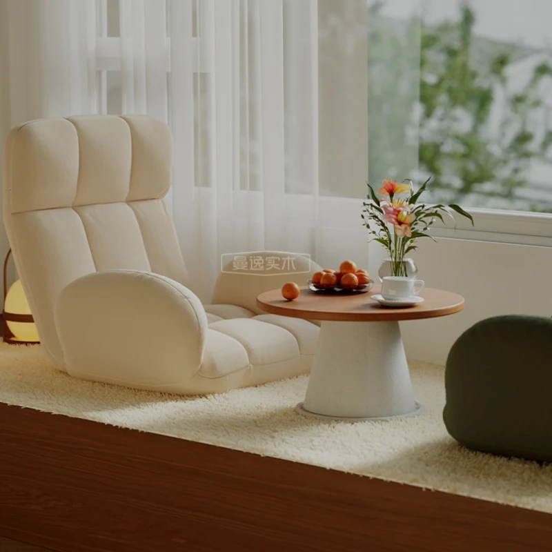 Cream Style Foldable Tatami Lazy Sofa Single Backrest Chair Wash Free Cushion for Bedroom Reading Bay Window Leisure Furniture