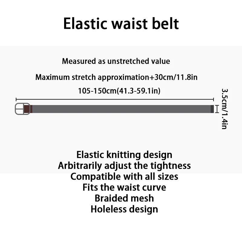 Fashionable Elastic Belt，Woven Elastic Waistband for Men And Women, Nylon pin-buckle belt Waistband of jeans