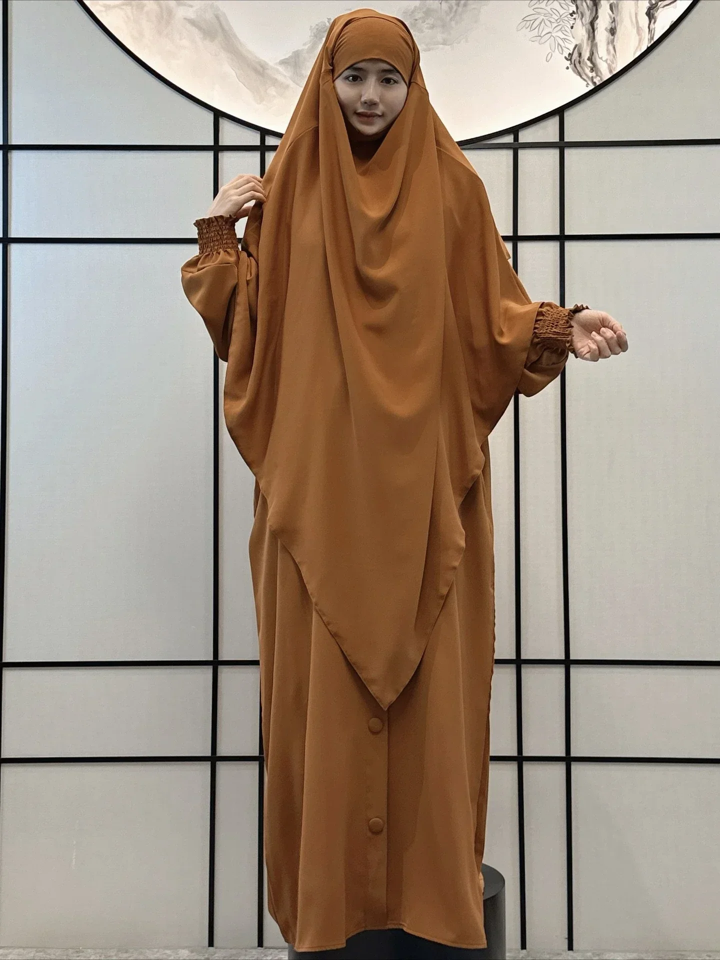 Robe de Prière pour Femme Musulmane avec tiens imar Hijab, Ensemble 2 Pièces, Eid Abaya, Longue Robe, Écharpe de Sauna, Kaftan Islamique Marocain, Jalabiya Éducatif