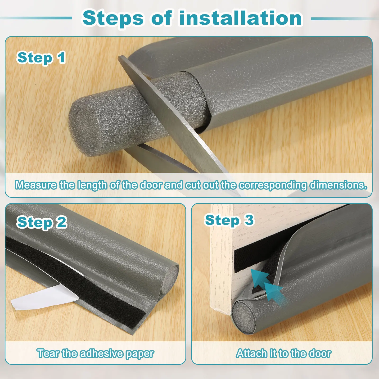 96 سنتيمتر مسودة الباب سدادة الباب السفلي شريط عازل قابل للتعديل من جانب واحد تحت الباب مشروع مانع مكافحة الرياح الباردة الحد من الضوضاء #5