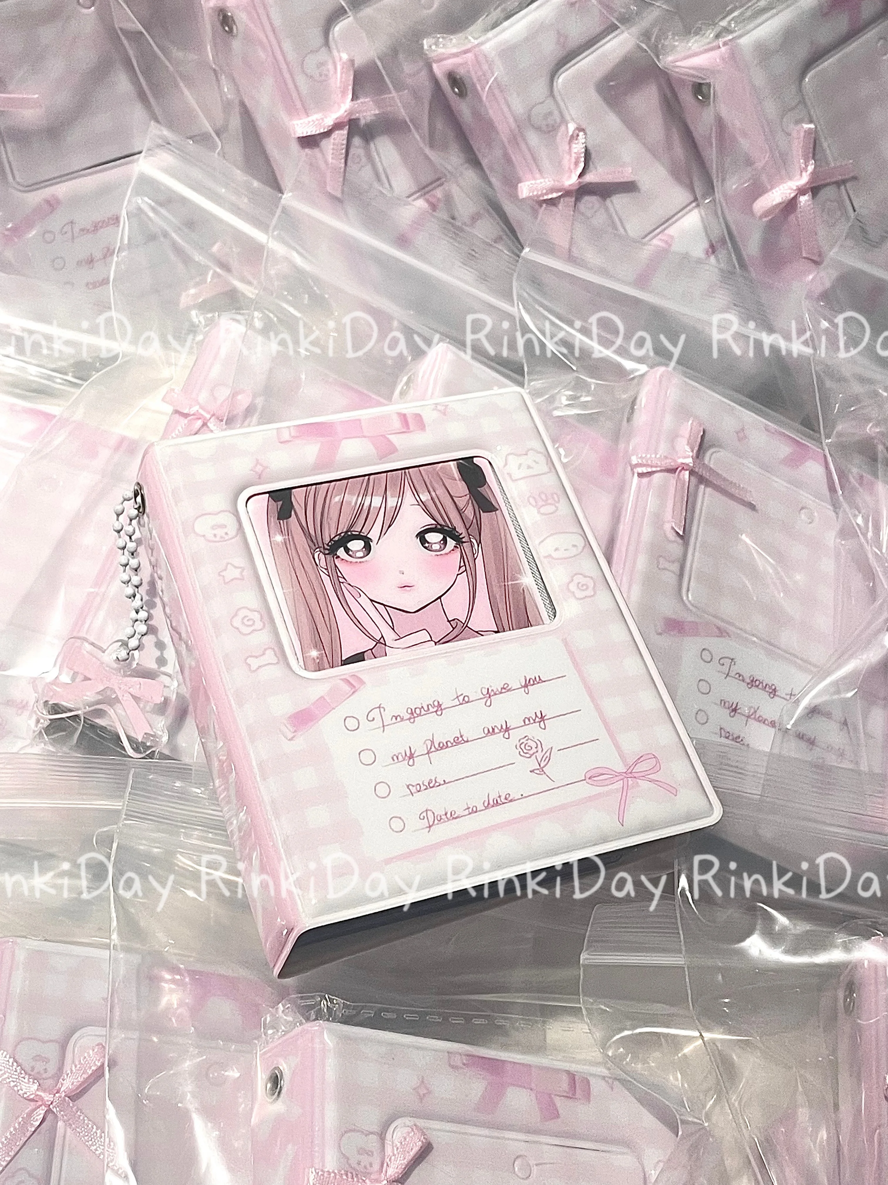 

Pink Ballet Bow Photo Album – Cute & Elegant 3-Inch 32pocket Mini Idol Photo Collectors Photocard Holder Book
