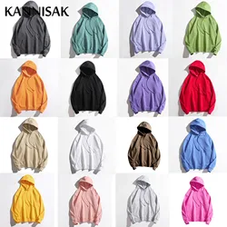 KANNISAK Oversize Mens and Womens Hoodies Spring Autumn 2022 Solid Loose 100% Cotton Harajuku Hodded Sweatshirt Couple Pullovers