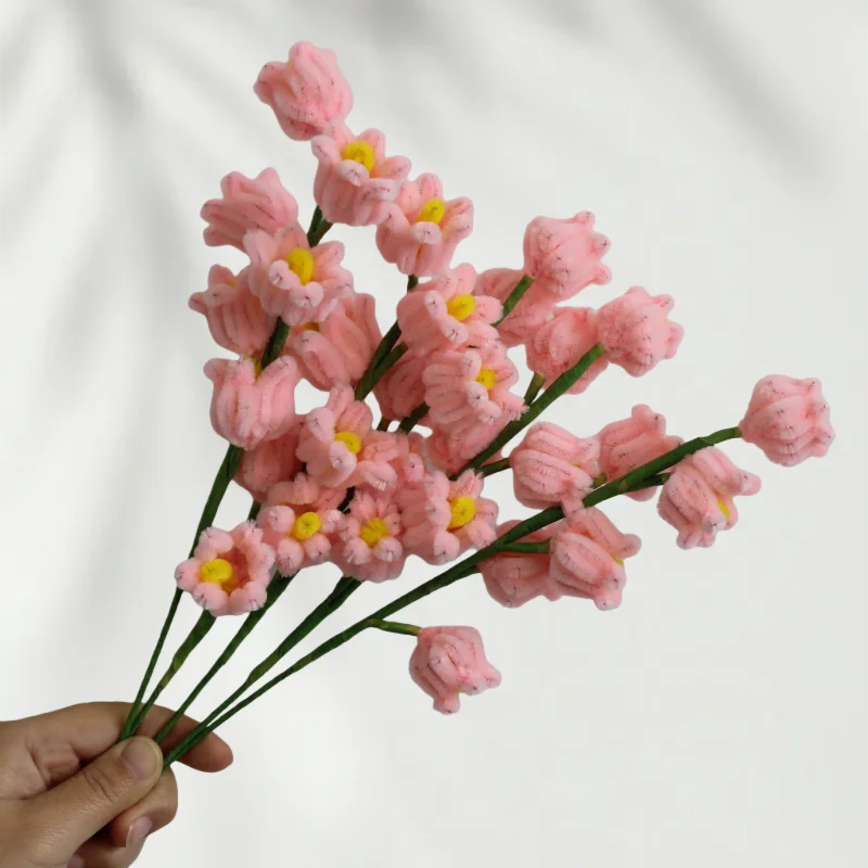 

20 шт. * Розовые цветы ландыша на ветке, ручная работа из трубок, вечные цветы для декора рабочего стола, вечеринок, свадеб, детского творчества и поделок