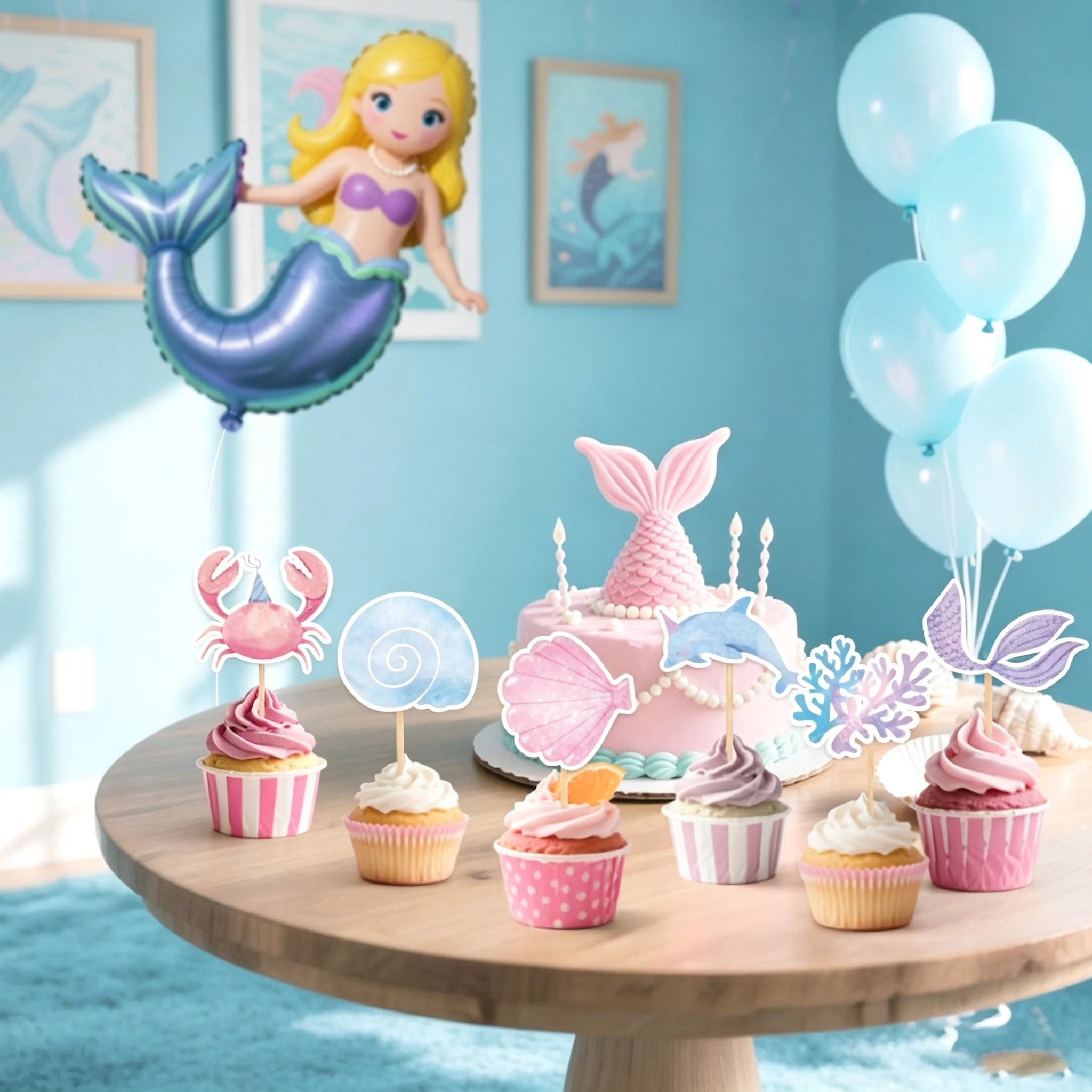 4-teiliges Mittelstück unter dem Meer, Wabenmuster, Ozean-Thema, Party-Tischdekoration, Meerjungfrau, Geburtstag, Strand, Dusche, Partyzubehör – Detail 4