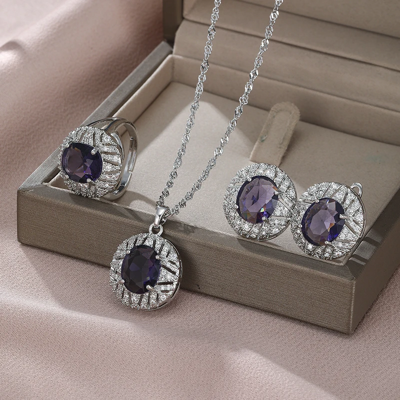 Luxuriöse Olivgrüne Zirkonia-Schmucksets für Damen Hochzeit Ohrringe Halskette Ring Armband Hochzeitsgeschenk – Detail 5