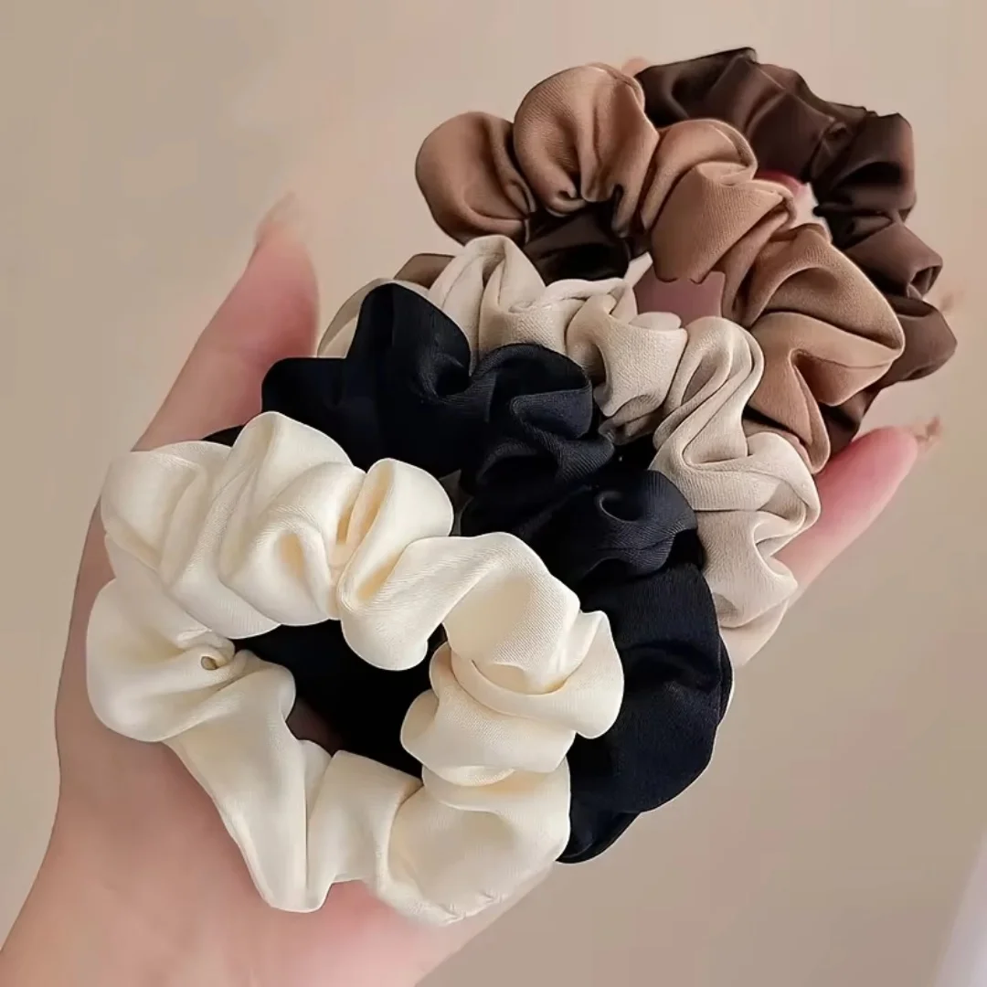 5PCS Satin Hair Scrunchie Exquisite Hair Tie Fabric Hair Elastic Women Ponytail Headband Fashion Korean French Hair Ring Jewelry view 2