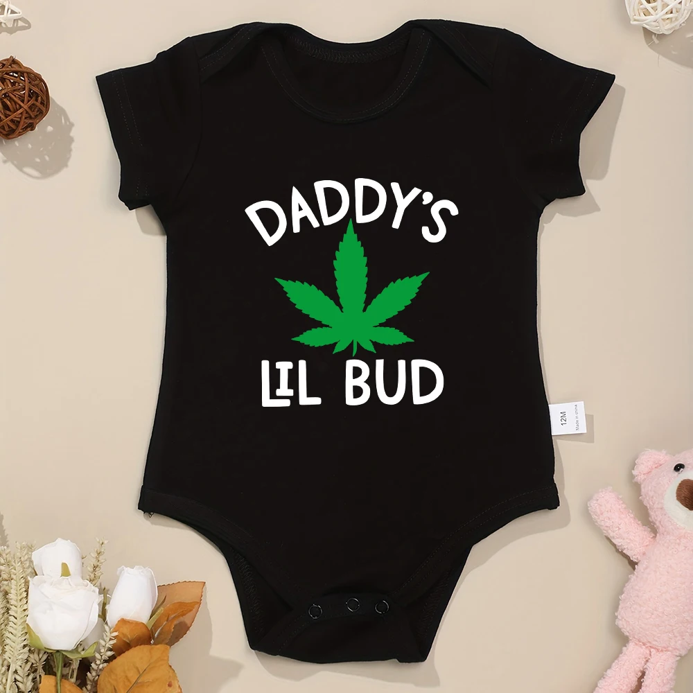 Daddy\'s Lil Bud Newborn Boy Onesie estetyczne Cute Baby Girl ubranka moda lato dom dorywczo stroje dla niemowląt wysokiej jakości tanie