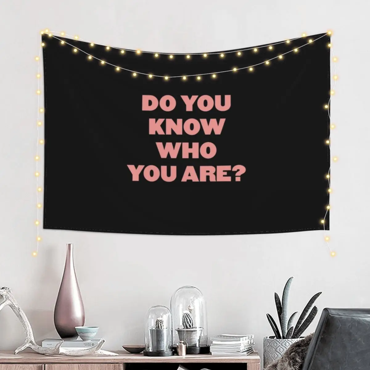 Do you know who you are? - HS (black & pink) Tapestry Room Decorations Home Decorations Aesthetic Tapestry