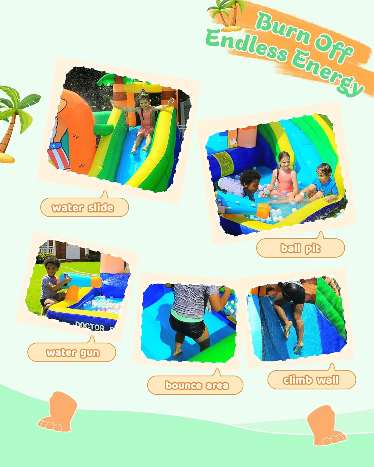 Delphin aufblasbare Wasser rutsche für Kinder Wasserpark Bounce House mit Splash Pool & lange Rutsche Gebläse Kinder King Kong Thema