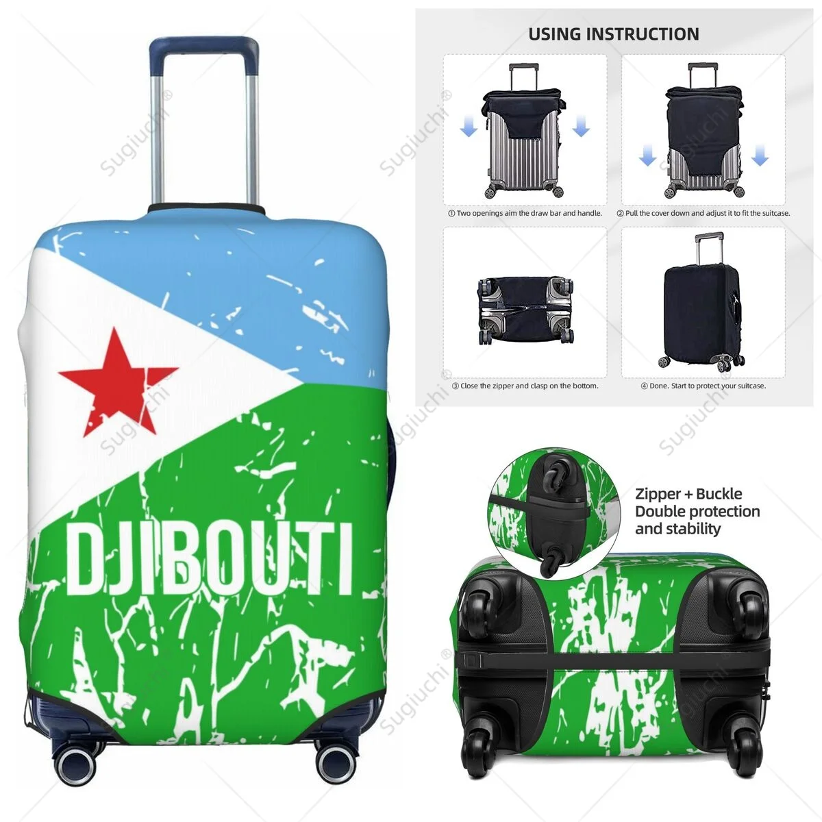 

Djibouti Luggage Cover Suitcase Elastic Dust Case Travel Accessories Printed Baggage Case Protective