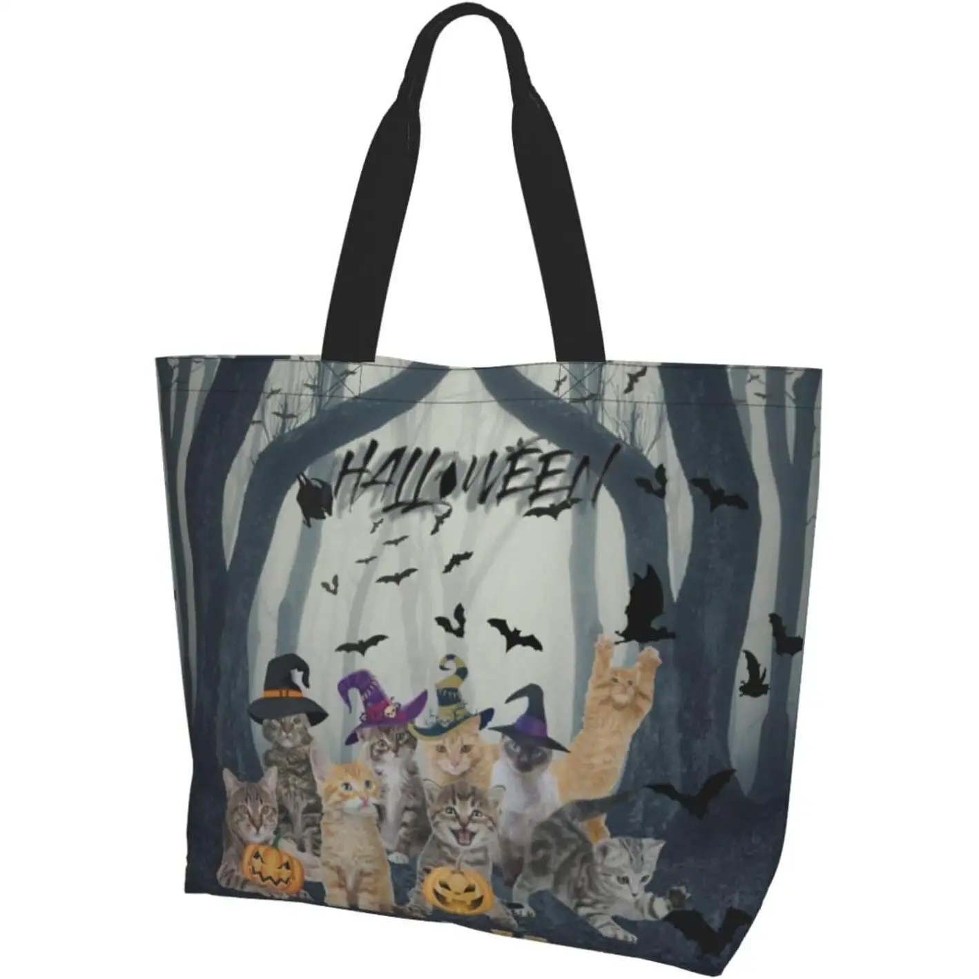 حقيبة حمل قماشية للهالوين السعيدة، حقيبة كتف للهالوين، حقائب بقالة كاجوال للخروج