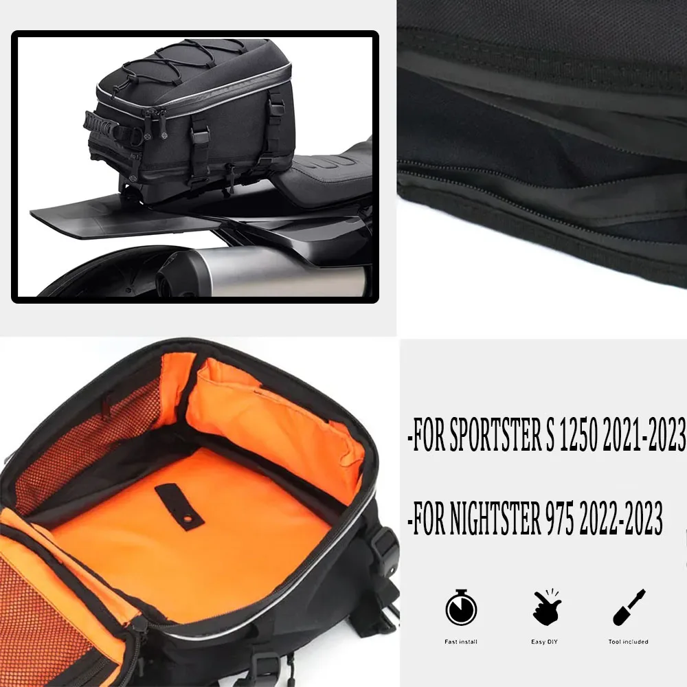 

Motorcycle Back Seat Bags Tail bag Waterproof bag FOR SPORTSTER S 1250/NIGHTSTER 975 2021-2023