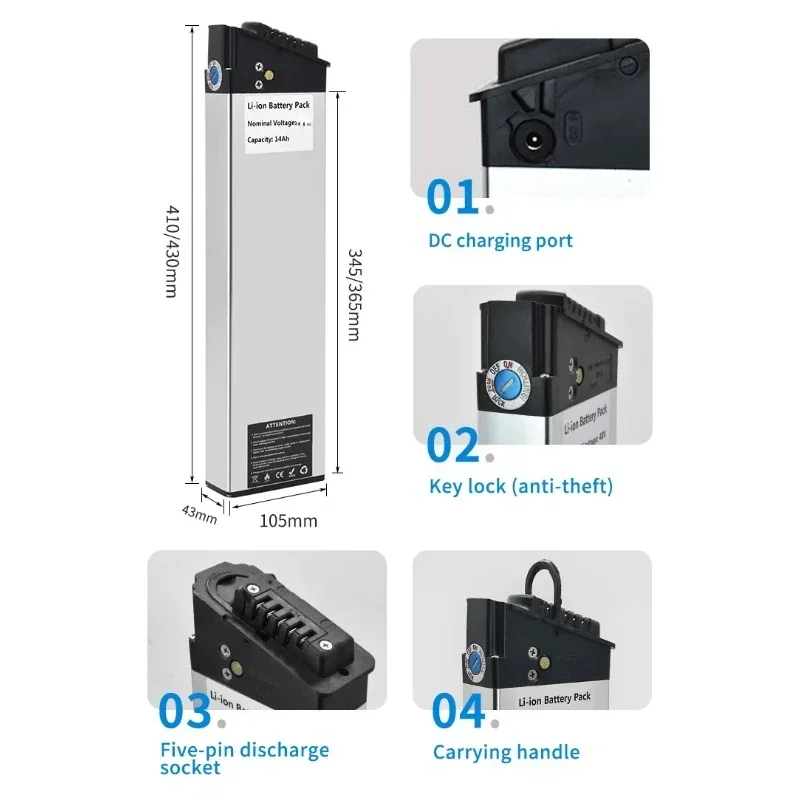 Replacement Battery Pack for ADO A20 Fiido M1 Folding Electric Bike - DCH006 36V 10.4Ah 12.5Ah 17.5Ah