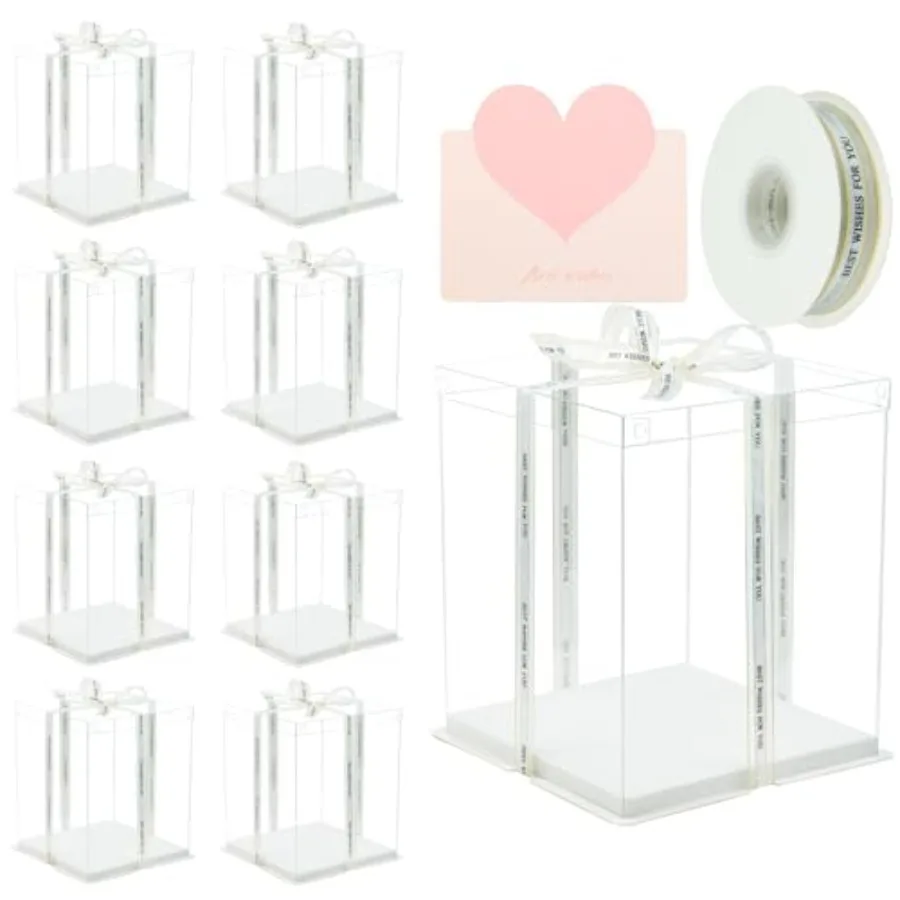 

Прозрачные коробки для тортов, 8 шт., высокие коробки для тортов, коробки для десертов, контейнеры для транспортировки тортов, высокие контейнеры для перевозки тортов, подарочные коробки, витрины для демонстрации