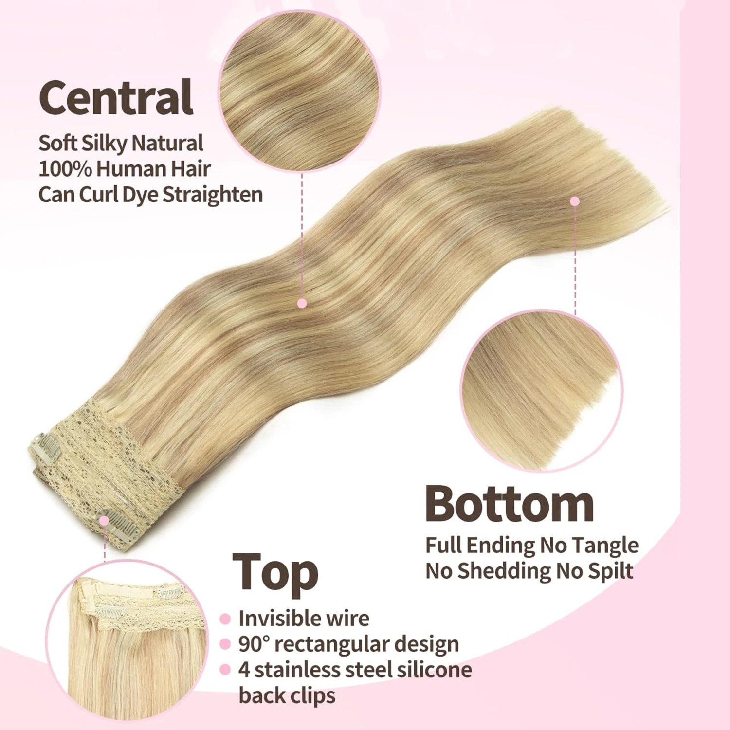 8/613 مستقيم قطعة واحدة كليب في وصلات الشعر كامل رئيس خيط صنارة الصيد سلك وصلات شعر تسليط الضوء على كليب في وصلة إطالة شعر طبيعي #6