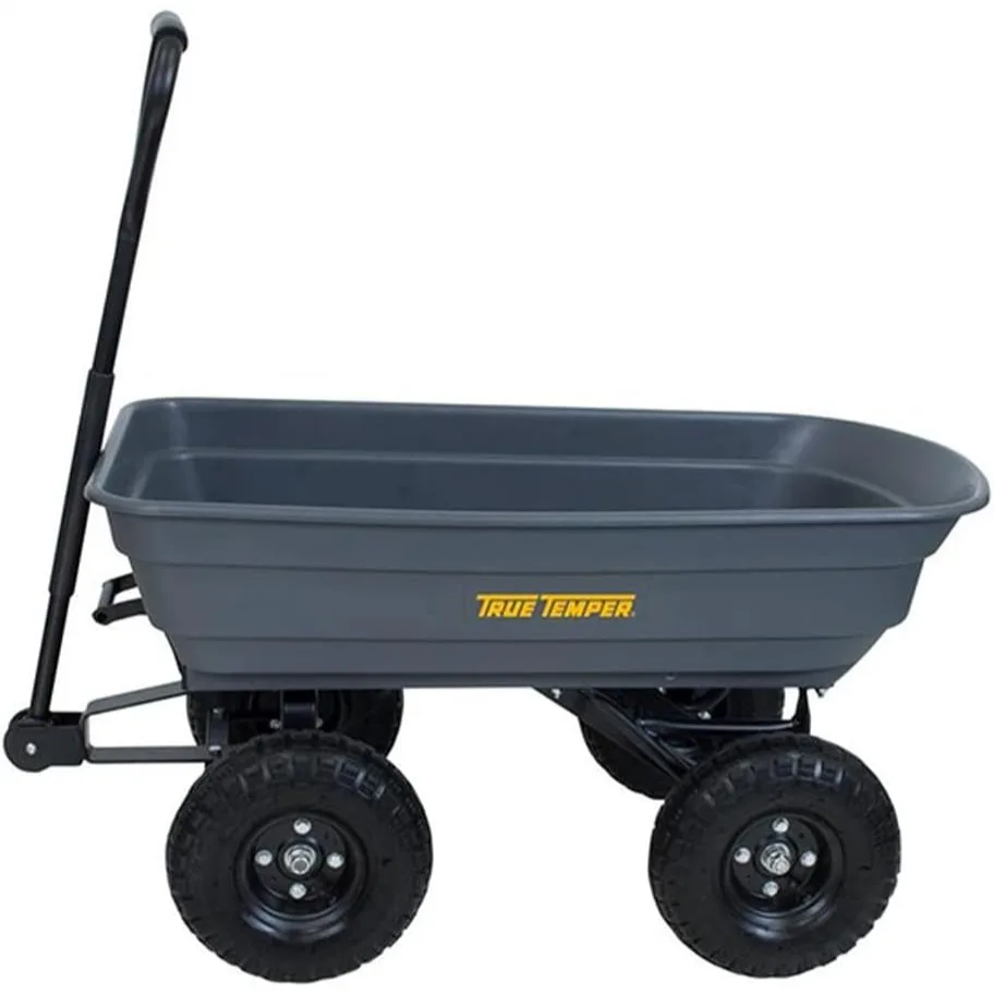 Poly Garden Cart Wagon, Easy Dump Design, 4 Cu. Ft., 10 in. Pneumatic Tires for Lawn, Utility, Yard