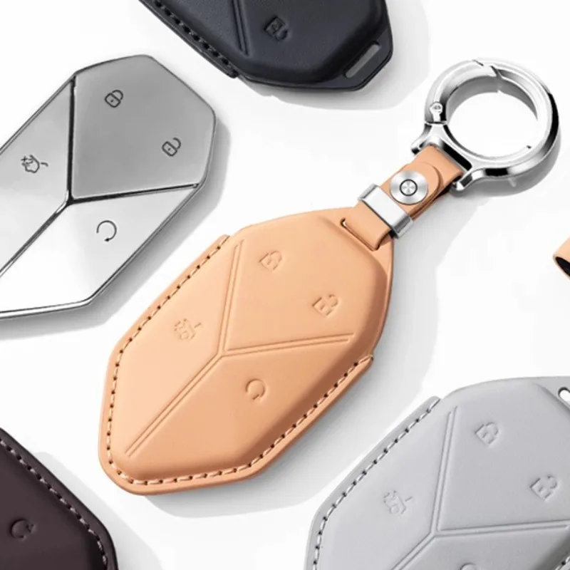 Leather Car Key Cover for For BYD Leopard 5 Leopard 8 Custom Fit Key Accessories