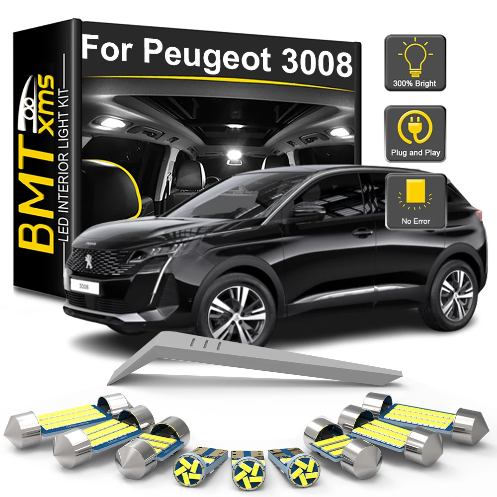 

BMTxms Canbus светодиодный комплект внутреннего освещения для Peugeot 3008 2009-2014 2015 2016 2017 2018 2019 2020 автомобильная лампа внутреннего номерного знака