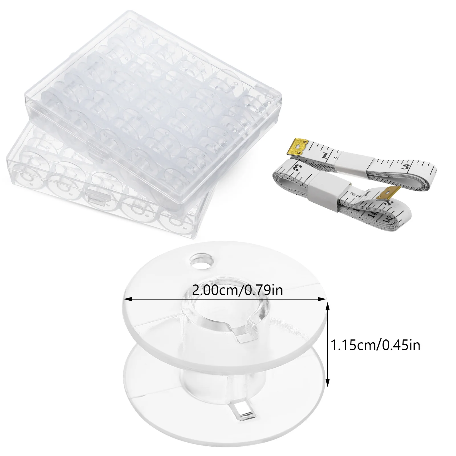 1 Juego de bobinas de plástico transparente de primera calidad para caja de almacenamiento de máquinas de coser incluida bobinas de hilo resistentes al desgaste de rotación suave