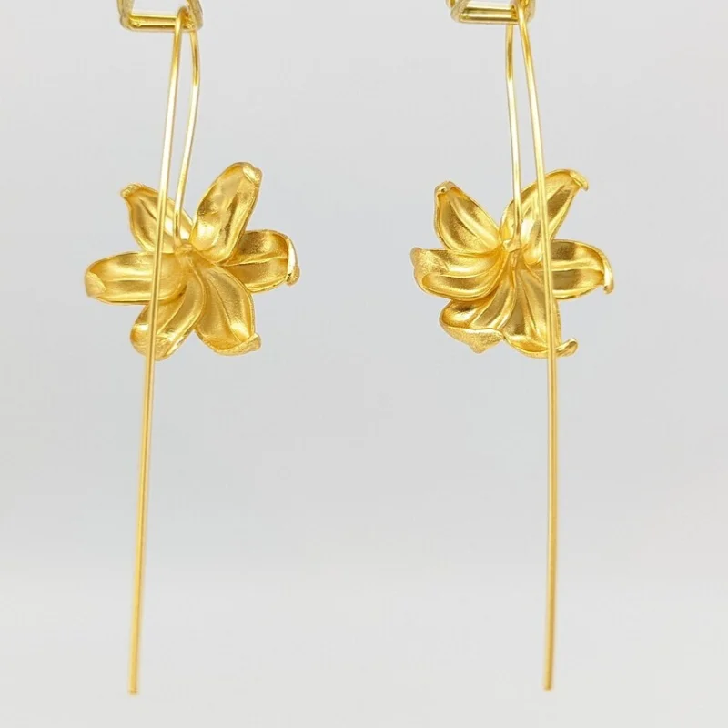 Gorgeous leaf/flower design long drop earrings for women spread with sparkling cubic zirconia fashion wedding party jewelry