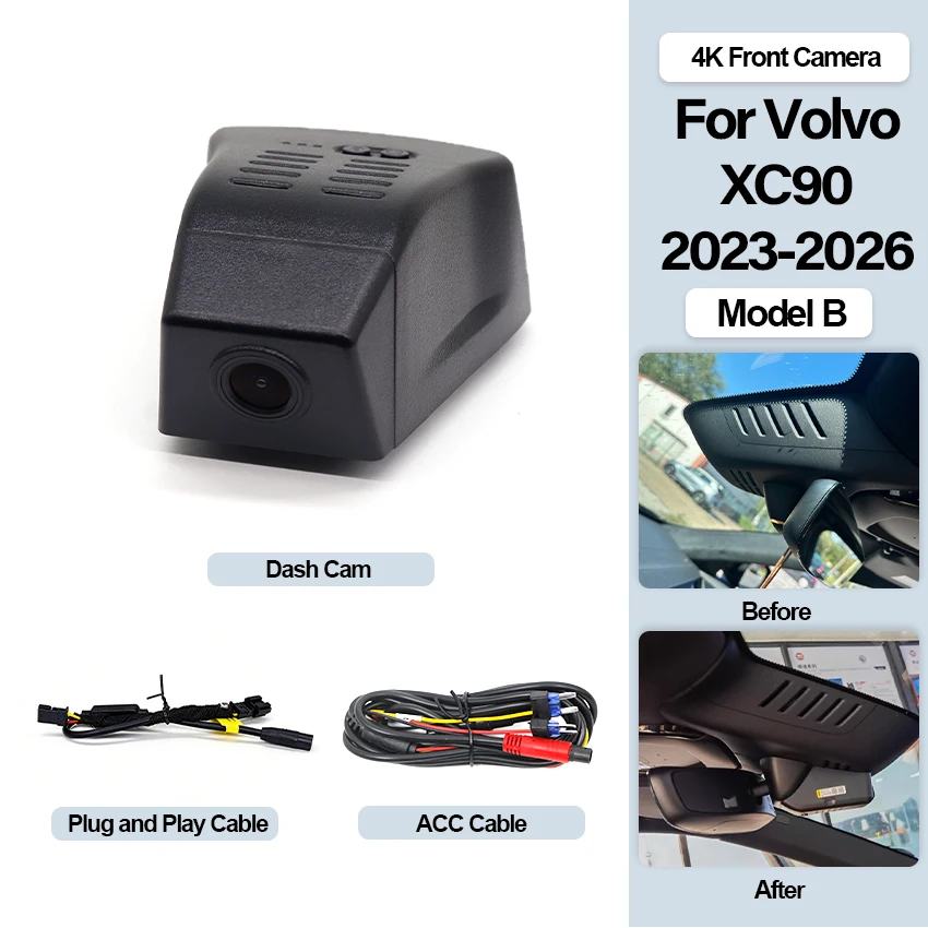 Plug-and-play 4K dashcam voor auto, camera recorder, dashcam WIFI auto DVR voor Volvo XC60 2014 2015 2016 2017 opnameapparaten