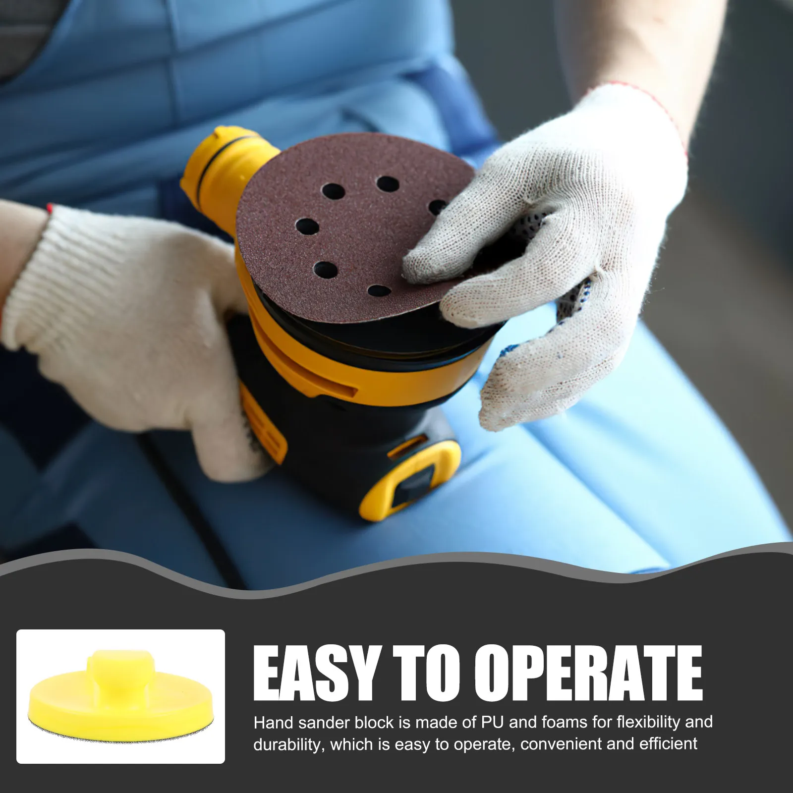 PU Foam Sanding Block with Ergonomic Handle – Durable Round Hand Sander for Body & Detail Sanding