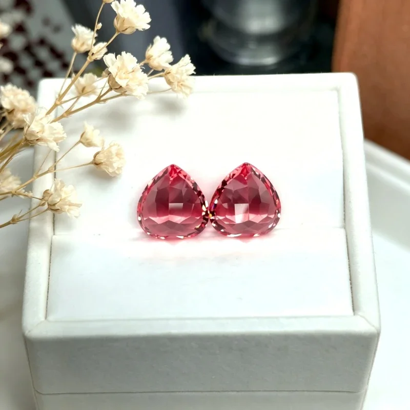 Künstlicher Edelstein Padparadscha Roter Lotus-Farbiger Herzförmiger Hochwertiger Stein mit Zertifikat – Detail 3