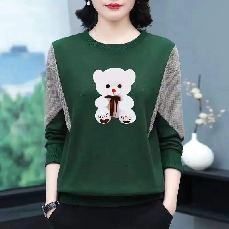 

Thickened Fleece Long Sleeve round Neck Sweatshirt Mom Clothes Mid-aged And Elderly Women's Fashion Comfortable Polyester T-s...