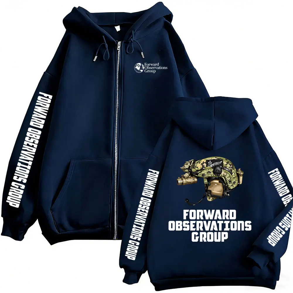 Forward Observations Group Zipper Hoodie Vintage Skelett Reißverschluss-Sweatshirt Herren Damen Mode Retro Oversized Reißverschluss-Jacke – Detail 3