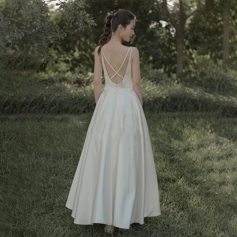 PJN Simple Halter Strap Backless Evening Wedding Party Dress Women 2025 New Elegant Graduation Gown Formal Long Cocktail Dresses