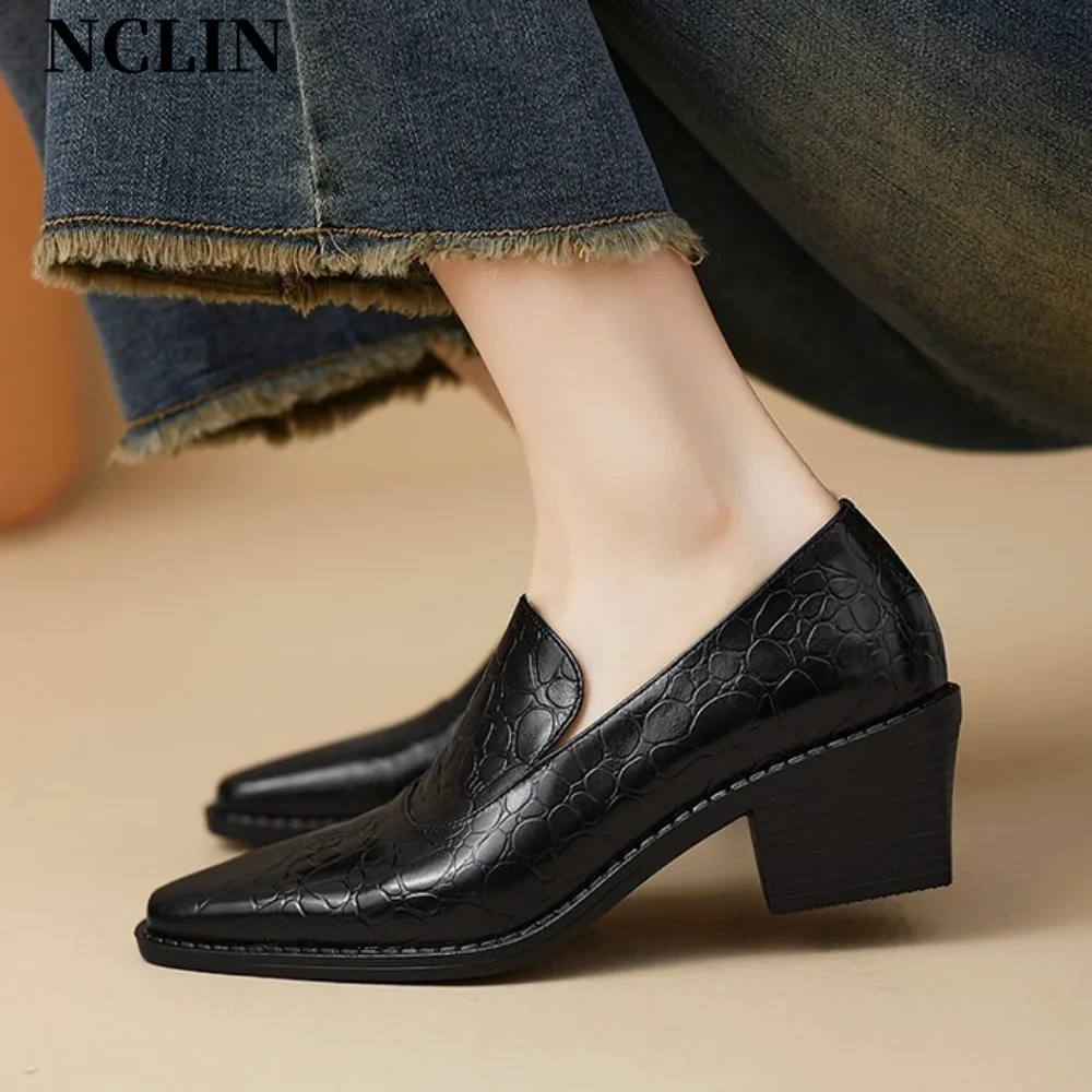 

2025 г., модные лоферы из натуральной кожи, женские туфли-лодочки, элегантные вечерние винтажные весенние женские туфли с острым носком, Zapatos Mujer