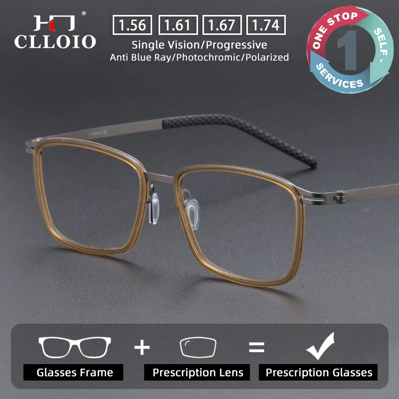 

CLLOIO Сверхлегкие титановые деловые очки по рецепту, очки для коррекции близорукости с защитой от синего света, настраиваемые прогрессивные очки для чтения