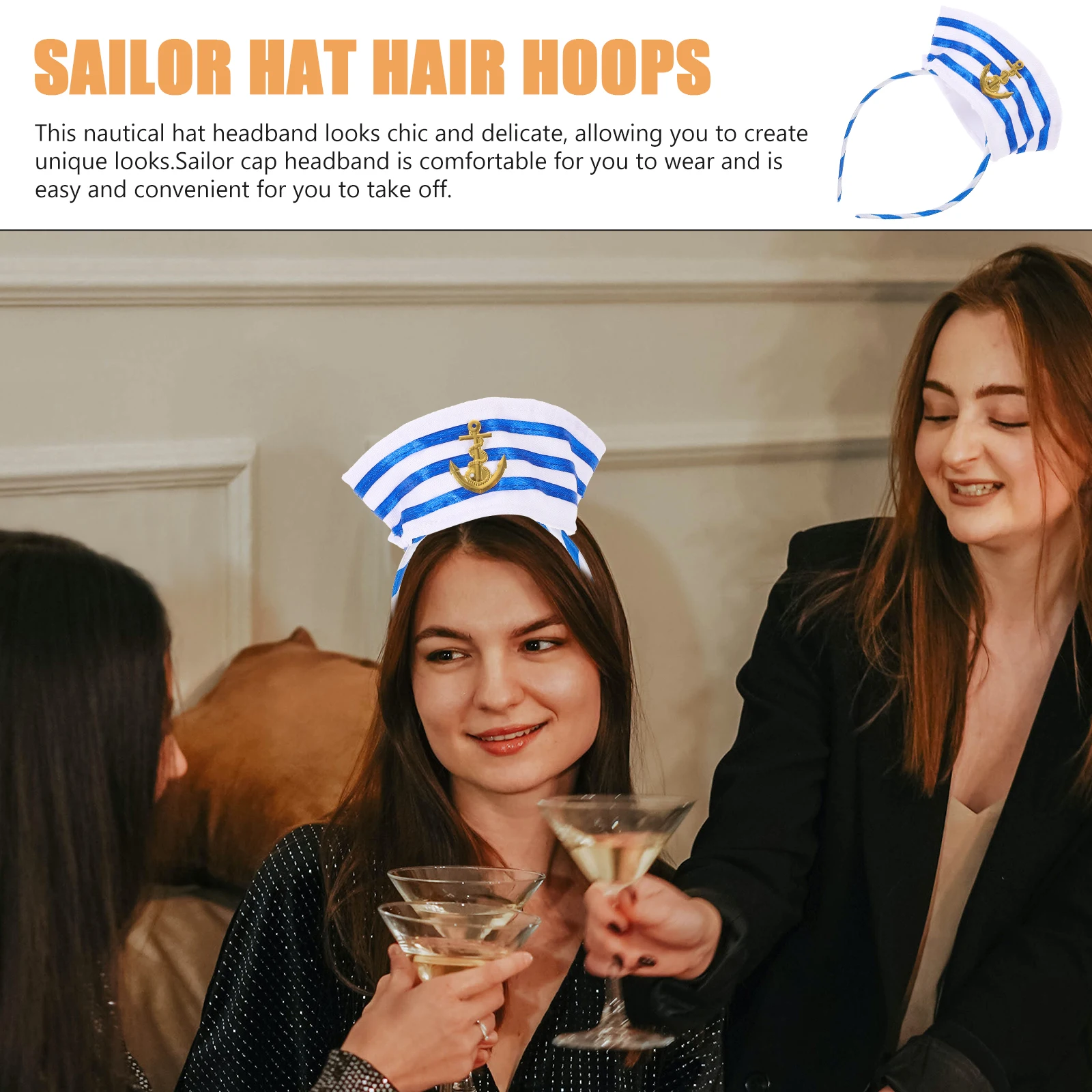 

Navy Sailor Headband Cap Hair Hoops Captain Hat Accessories for Cosplay Halloween Party Nautical Costume Hairstyle Tools