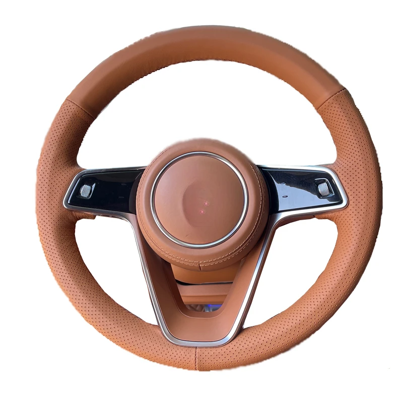 Custom Hand-Stitched Steering Wheel Cover for Hongqi H9 H5 HS5 HQ9 - Genuine Carbon Fiber Design, Perfect Fit, Original Color Ma
