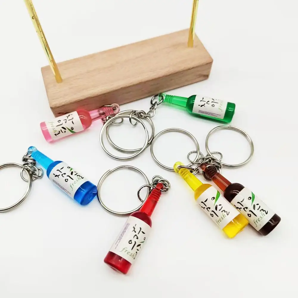 Keyring Pendant Travel Gift Craft Simulation Soju Cans Keyring Car Key Accessories Simulation Trinket Soju Cans Keychain