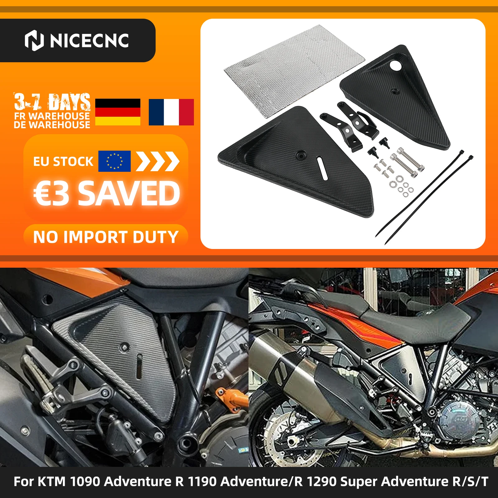 Für KTM 1290 Super Adventure R S T 2015-2021 Seitenverkleidung Hitzeschutzabdeckung 1090 Adventure R 17-19 1190 Adventure/R 14-16