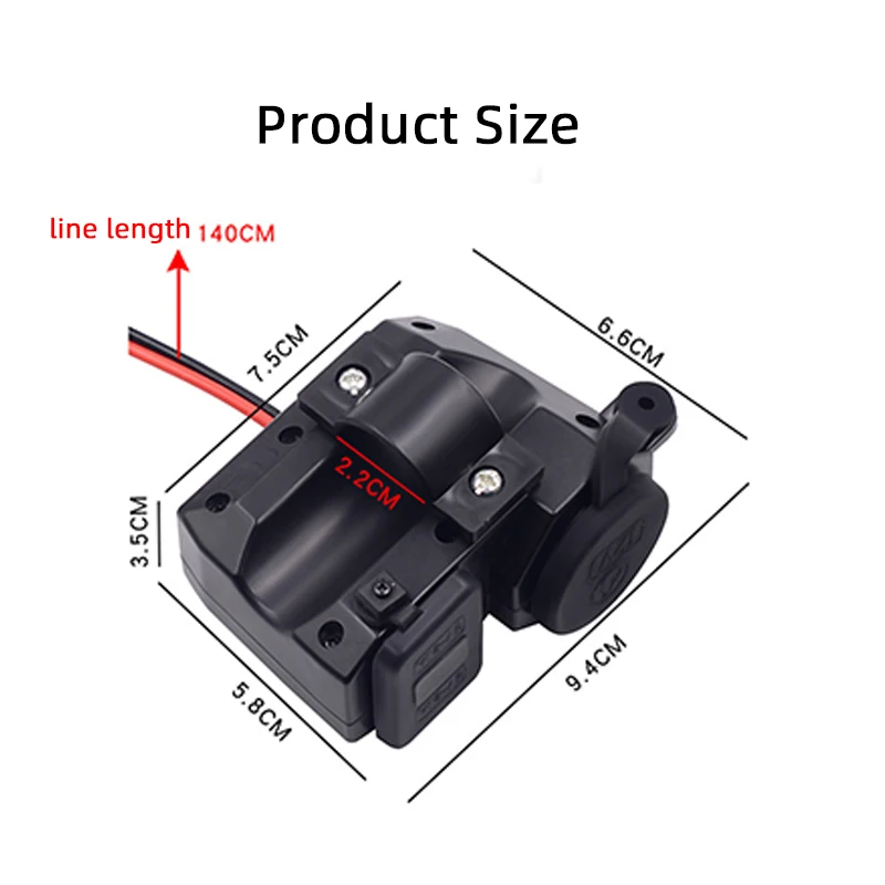 

5-12V Multifunctional Cigarette Lighter Charger Motorcycle Waterproof Voltmeter