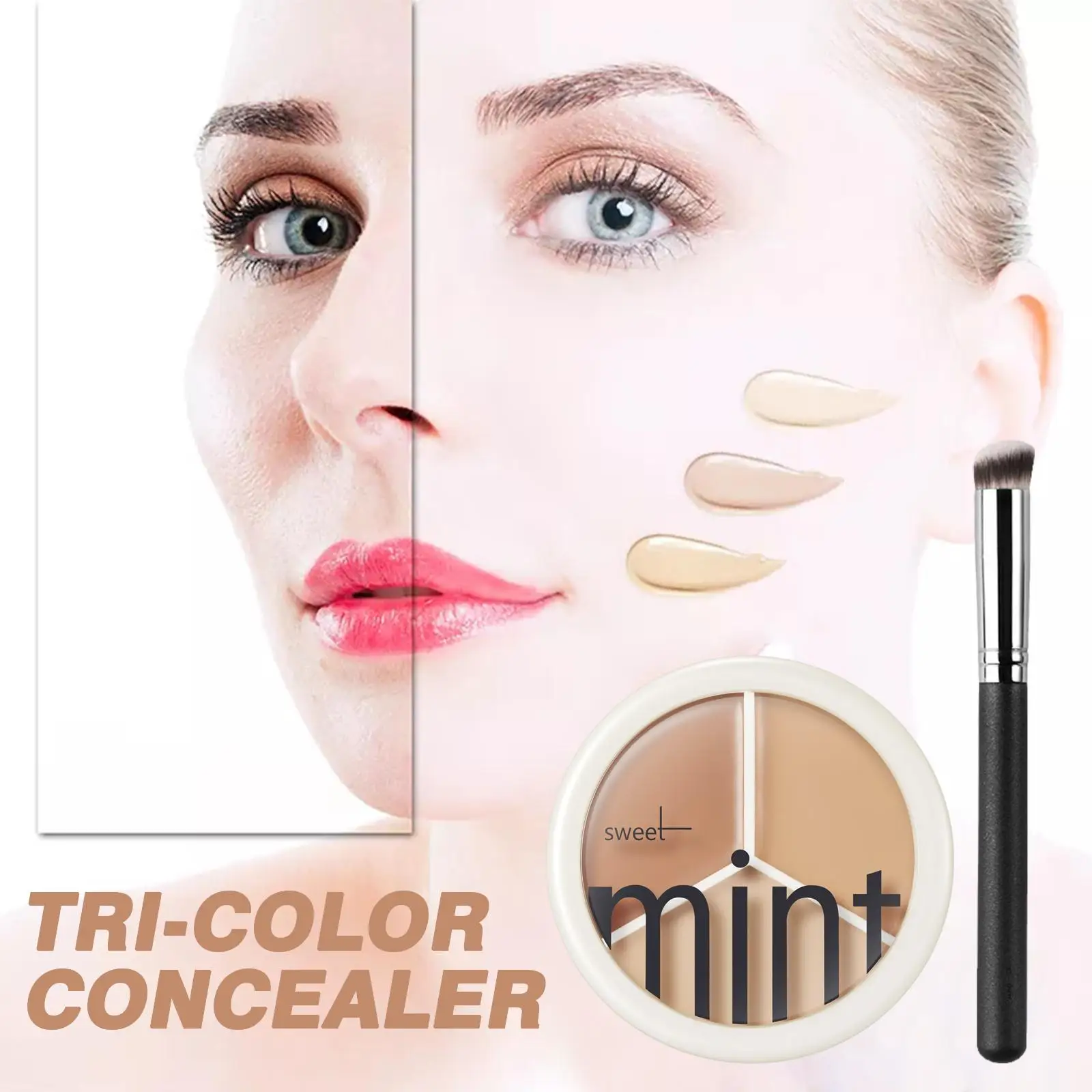 3-Color Concealer Palette Cream Texture Covers Acne Marks Dark Circles Multifunction Face Makeup Lasting Brighten Face Cosmetics