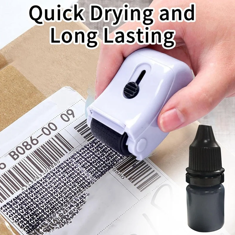 Self Inking Stamp Refill Ink Roller Stamp Ink 3Pcs Address Blocker Stamp - Identity Protection Roller Stamp Ink Refill Durable