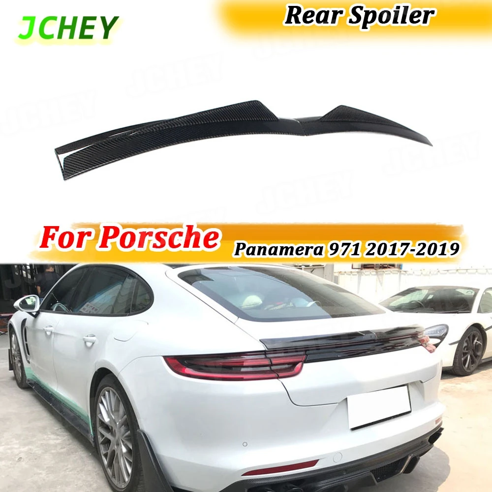 

JCHEY 2 шт. Накладки на задний спойлер из сухого карбона для Porsche Panamera 971 2017-2019, кованый карбон, наклейка на крышку багажника
