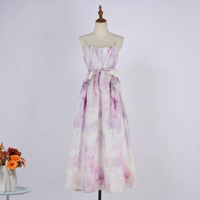 Briti Sle Purple Floral Embroidery ter Ne Puffy Skirt Dr Street Sle High Waist Lamb Velvet Long Sve Winter D...