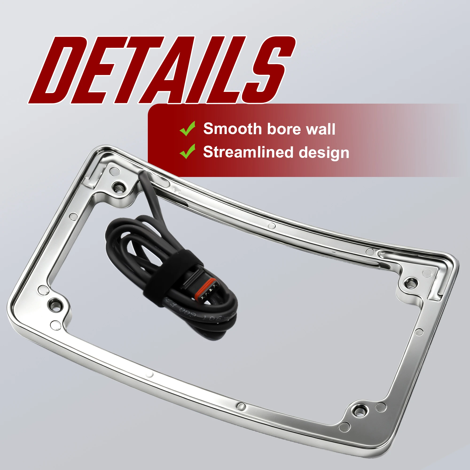 Chrome/Black License Plate Frame LED Light Turn Signal for Harley Road Glide & Street Glide & Road King 2015-2023 Number Plate 5