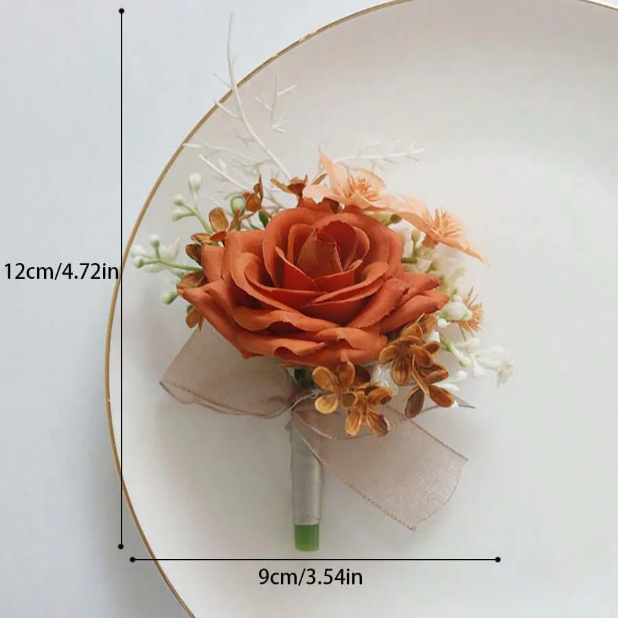 Set of 6 Exquisite Rose Boutonniere for Men Artificial Flowers with Realistic Petals and Stems Perfect for Wedding