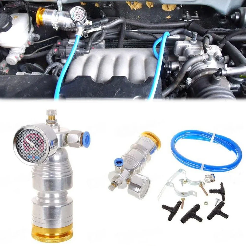 1 Set Car Universal Fuel Power Micro Air Kompressor/ Compressor Fuel Saver With Pressure Meter Auto Parts