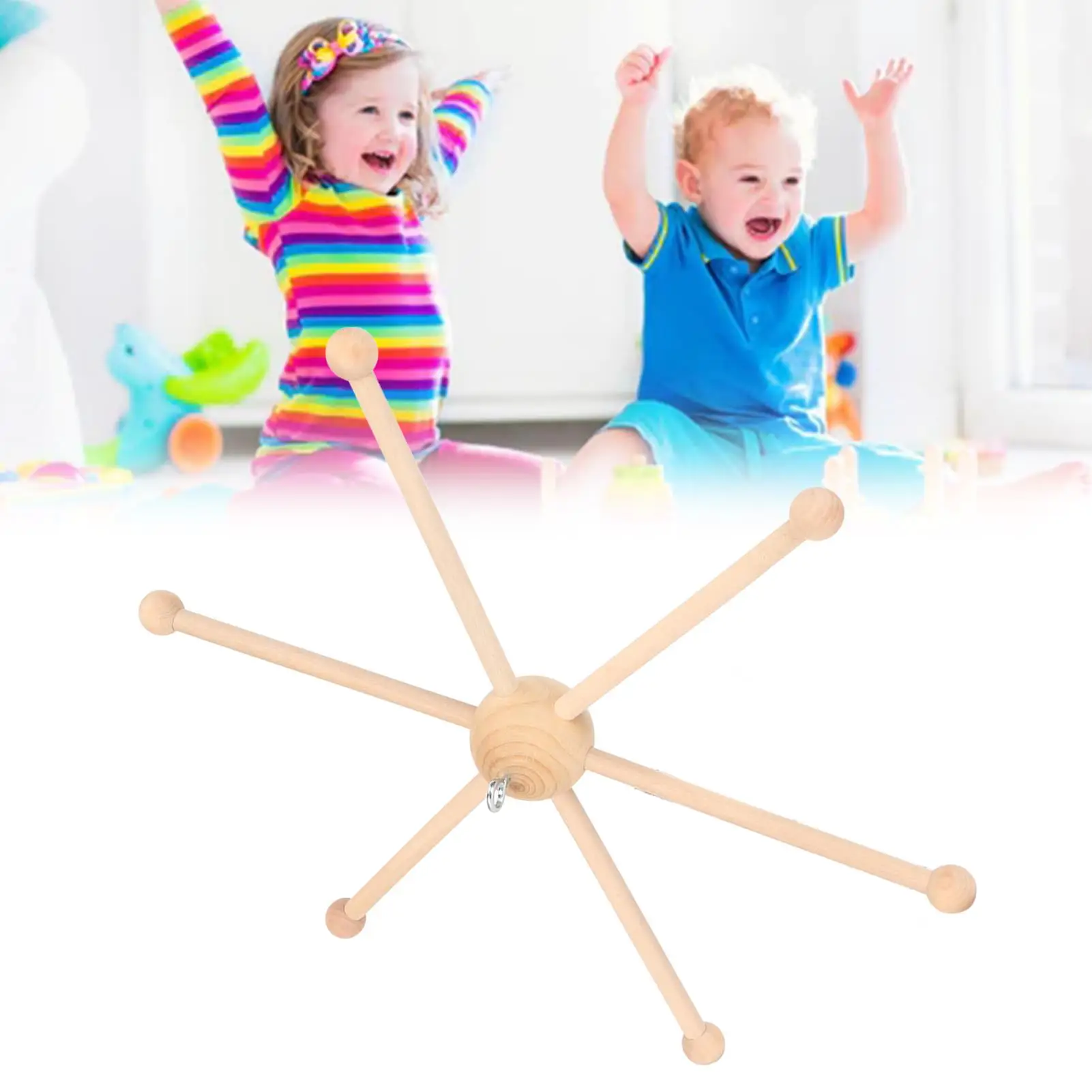 مجموعة شماعات متنقلة لسرير الأطفال الخشبي الطبيعي لألعاب السرير لديكور حضانة الرياح