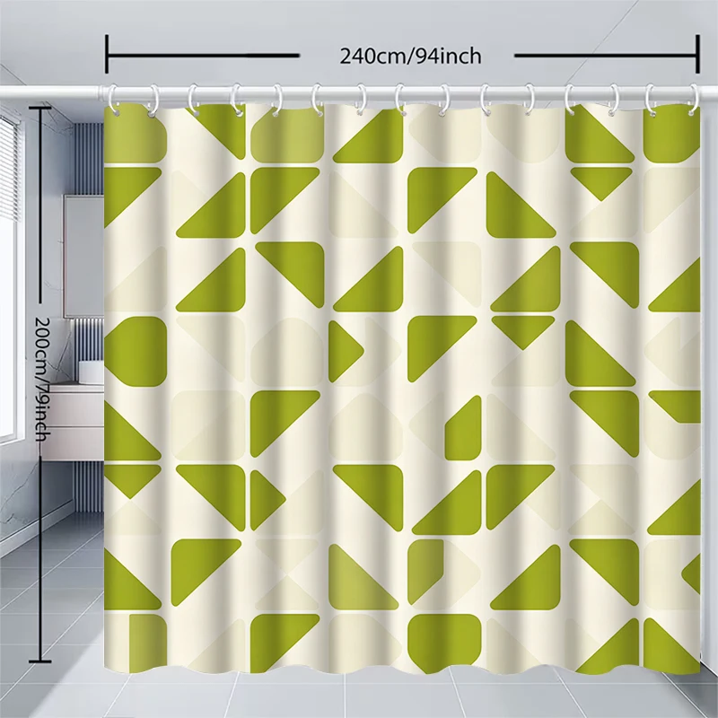 1pc geometric triangle shower curtain with metal grommets, polyester bath curtain widow curtain bathroom decor & accessories